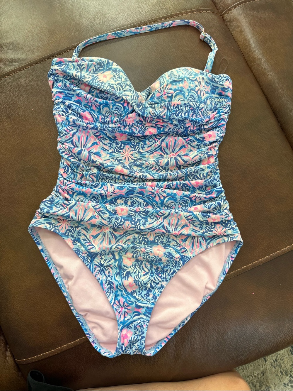 Lilly Pulitzer Blue Pink Floral One-Piece Swimsuit